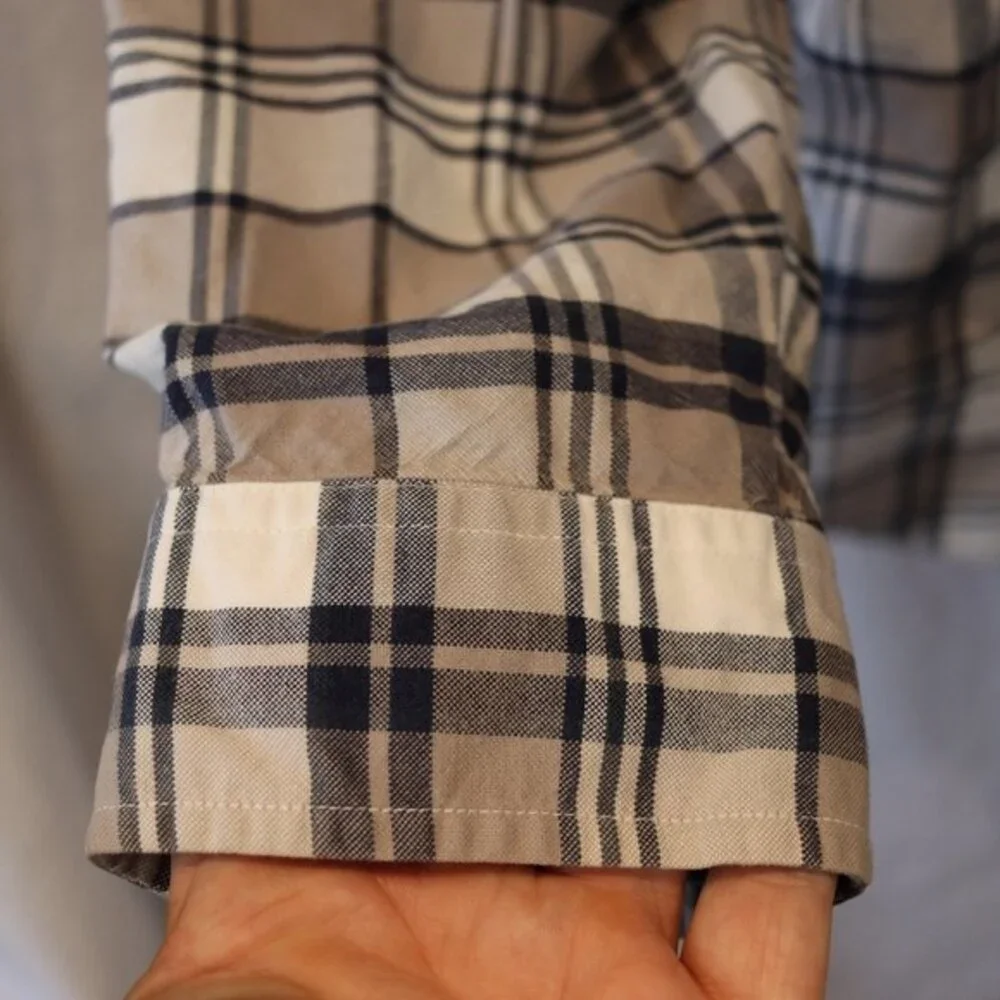 Jcrew Vintage Oxford Plaid Button Down Shirt LG Gray Black White